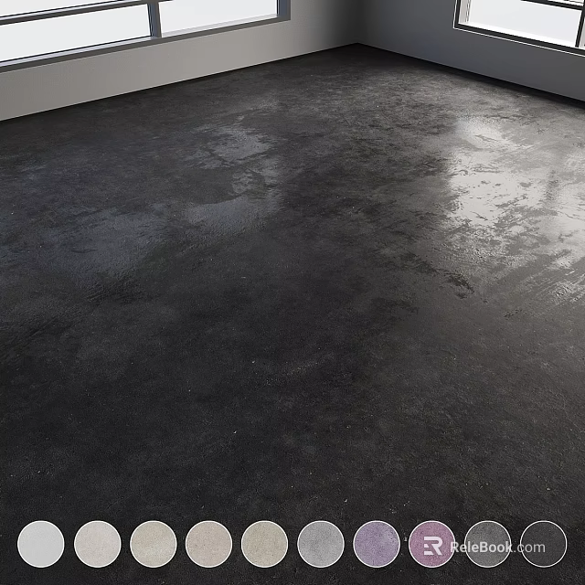 Polished Black Concrete Floor As Modern Architectural Component With Smooth Surface And Glossy Finish 3d model 