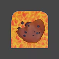 Mystical Lava Cave Environment Featuring Central Rock Platform Spikes And Glowing Magma