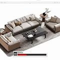 Sofa Coffee Table Business Sofa Multi-Person Sofa Double Sofa 3d model
