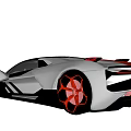Futuristic Silver And Black Sports Car With Sleek Design And Red Wheels