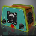 Retro Electronic Device With Green Orange Casing Gauge Knobs Red Button And Slots