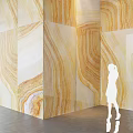 Stylish Yellow White Striped Marble Wall Components With Decorative Textured Patterns For Interior Design 3d model