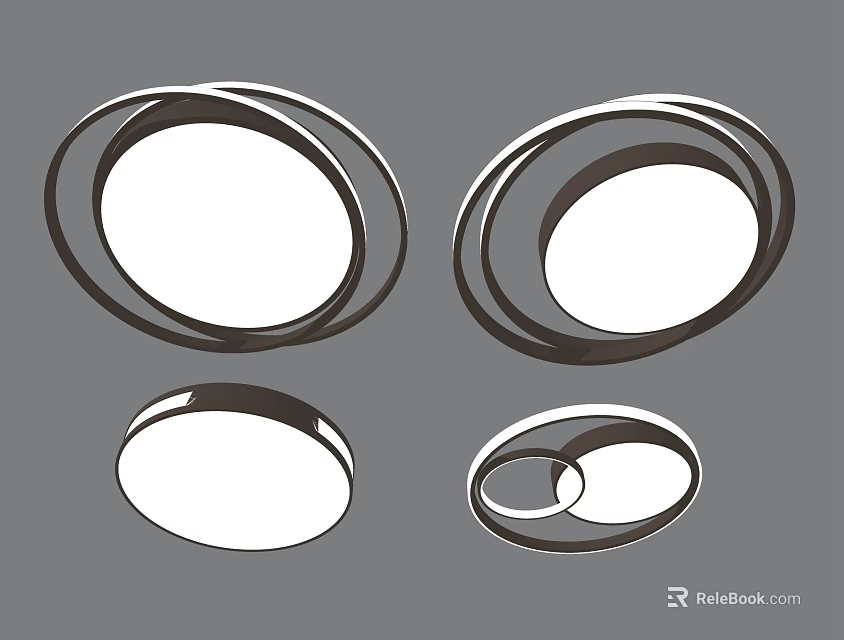 Modern Round Ceiling Lights With Different Simple Design Styles For Home Interior Decor 3d model 