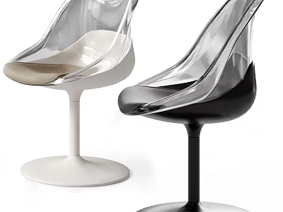 Modern Transparent Leisure Chairs With Black And White Bases And Sleek Design 3d model