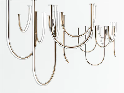 Modern Metallic Chandeliers With Unique Curved Design For Contemporary Interior 3d model