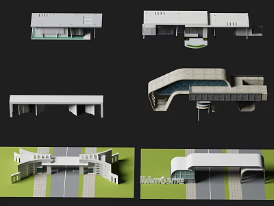 Modern Building Entrance Gate Designs With Various Architectural Structural Features 3d model