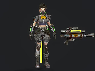 Future warrior mechanical warrior game character 3d model