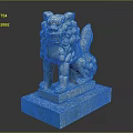 Traditional Stone Lion Statue With Intricate Carving And Base Stand