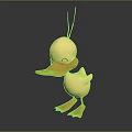 Cute Yellow Cartoon Duck Character with Orange Beak and Feet 3D Rendering