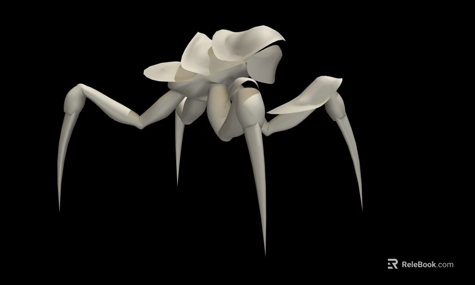White Flying Animal 3D Model With Long Legs And Intricate Structure On Black Background 3d model 