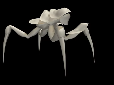 White Flying Animal 3D Model With Long Legs And Intricate Structure On Black Background 3d model