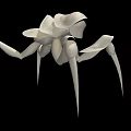 White Flying Animal 3D Model With Long Legs And Intricate Structure On Black Background