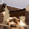 Wooden Building Blocks Rocking Horse Design Assembled With Natural Wood For Kids Play