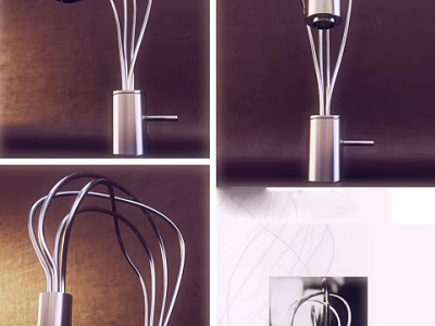 Modern Curved Spout Faucet With Sleek Stainless Steel Design And Structure 3d model