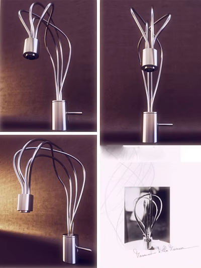 Modern Curved Spout Faucet With Sleek Stainless Steel Design And Structure 3d model