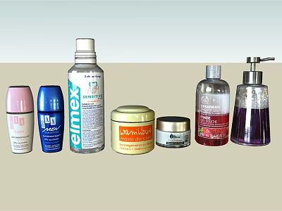 Essential Bathroom Accessories Including Shampoo Body Wash Hand Soap And Lotion Jars 3d model