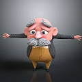 Elderly Man With Gray Mustache And Outstretched Arms Wearing Brown Pants And Black Jacket