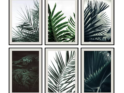 Tropical Leaf Plant Paintings With Modern Frames For Home Wall Decor 3d model