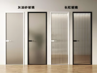 Modern Hinged Doors Featuring Grey Frosted And Fluted Glass For Home Interiors 3d model