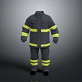 Professional Firefighter Protective Suit in Gray with Bright Yellow Reflective Stripes