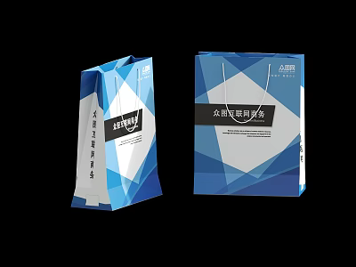 Stylish Blue Geometric Pattern Shopping Bags With Modern Design And Printed Details 3d model