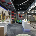 Modern Fitness Gym Interior With Reception Desk And Workout Space Lighting