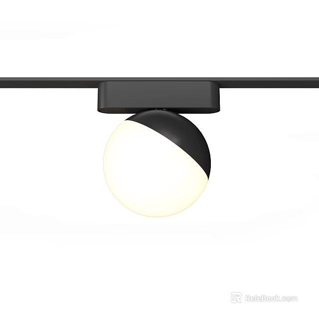 Modern Track Mounted Pendant Light With Black And White Spherical Luminous Globe 3d model 