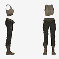 Modern Cargo Pants Outfit With Tank Top Belt And Leather Boots