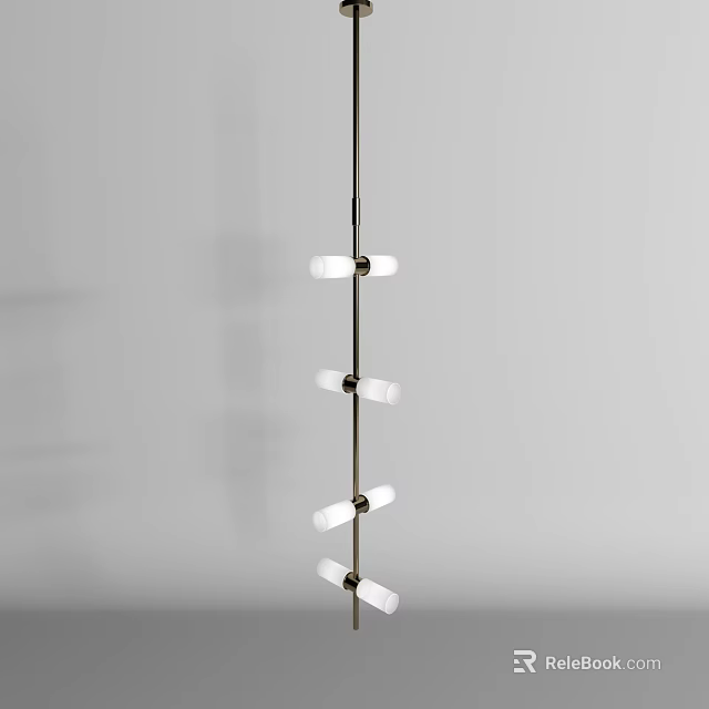 Modern Chandelier Design With White Glass Shades And Metallic Hanging Structure 3d model 