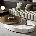 Modern Sectional Sofa With Throw Pillows And Marble Coffee Table In Living Room