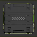 Modern Gray Hard Case With Black Top Green Accents and Durable Structure Design 3d model