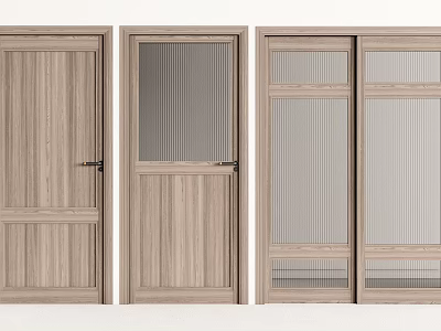 Classic Wooden Hinged Door Designs Featuring Screen Panel And Natural Finish 3d model