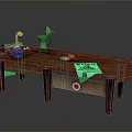 Oval Wooden Kitchen Table With Silver Kettle Green Tags And Drawer