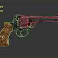 Close Up View Of Classic Revolver With Wooden Grip And Metal Body