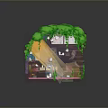 Charming Treehouse Scenery With Green Vines Wooden Structure And Pink Interior