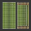 Pixel Style Table and Bench Set with Green Checkered Surface and Brown Frame