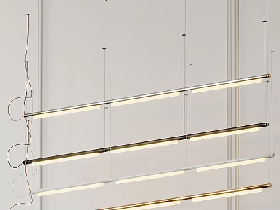 Modern Sleek Linear LED Pendant Lights For Contemporary Dining Room Decor 3d model