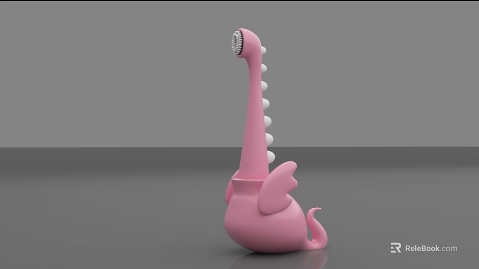 Pink Dinosaur Shaped Washing Product With Long Neck And White Dots Design 3d model 