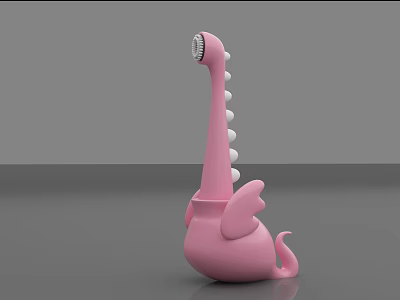 Pink Dinosaur Shaped Washing Product With Long Neck And White Dots Design 3d model