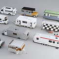 Various Car Models Including Camper Vans Trailers And Different Design Styles 3d model