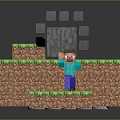 Minecraft Character Interacting With Mob Spawner On Grass And Dirt Terrain 3d model