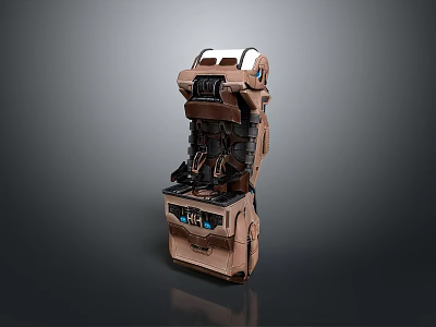Futuristic Mechanical Single Chair With Metallic Frame And Intricate Tech Details 3d model