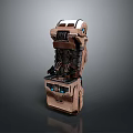 Futuristic Mechanical Single Chair With Metallic Frame And Intricate Tech Details