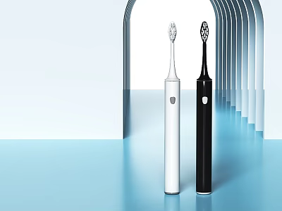 Modern Daily Use Electric Toothbrushes With White And Black Sleek Design 3d model