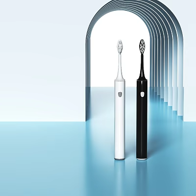 Modern Daily Use Electric Toothbrushes With White And Black Sleek Design 3d model