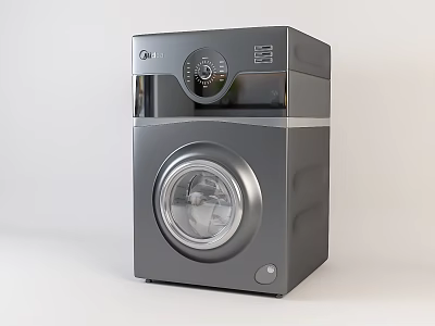 Modern Sleek Front Load Washing Machine With Transparent Door And Control Panel 3d model