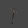 Medieval Spear Weapon With Long Wooden Shaft And Decorative Metal Spearhead