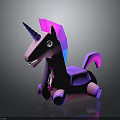 Pink Unicorn Toy With Purple Mane And Rolling Wheel Base Design