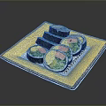 Fresh Sliced Sushi Rolls with Vegetables Pink Fish and Yellow Egg on Yellow Plate