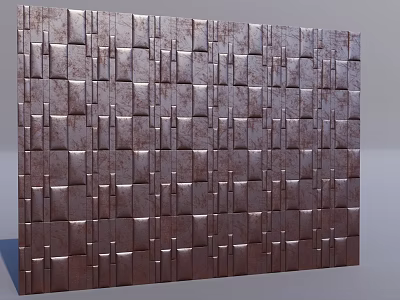 Brown Wooden Decorative Wainscoting Panel With Square And Line Patterns Design 3d model